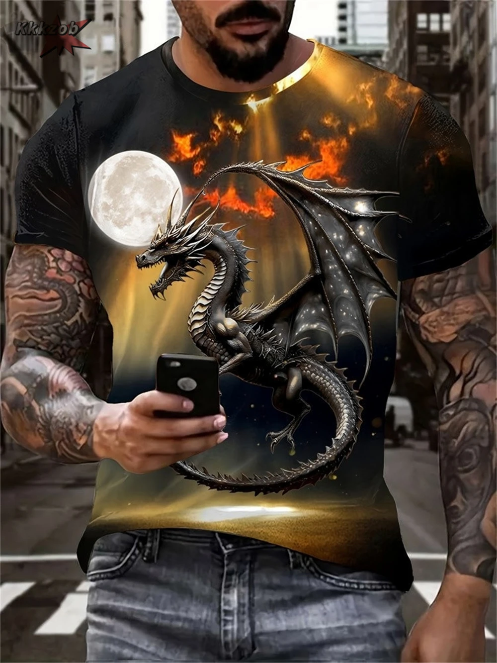 Street Fashion Men 2025 - 2025 Summer Hot Selling Dragon Pattern