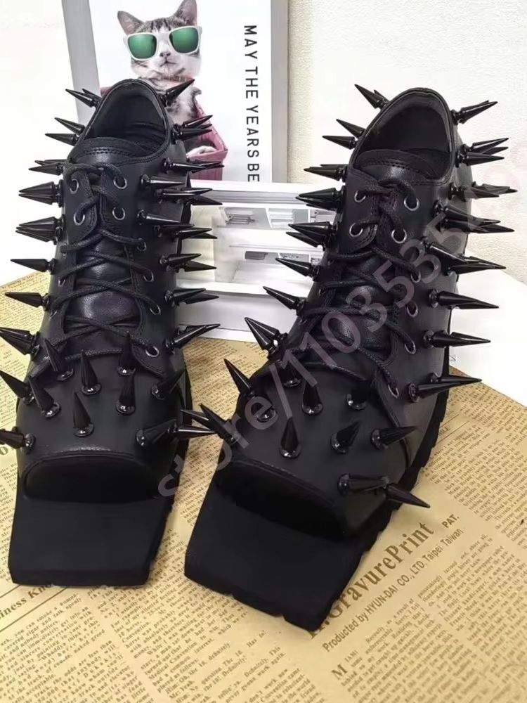 Women's Black Leather Hog Toe  - огляд і ціна Street Fashion Y2K
